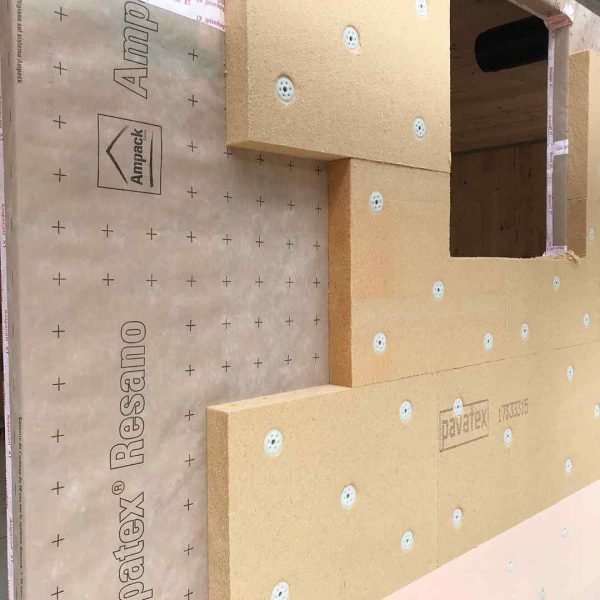 Muro con fibra de madera en Placas rígidas